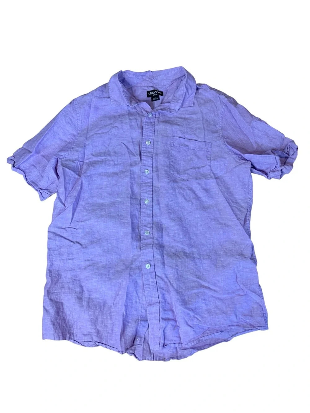 Claiborne Slim Fit 100% Linen Short Sleeve Button-Down Shirt - Size Large